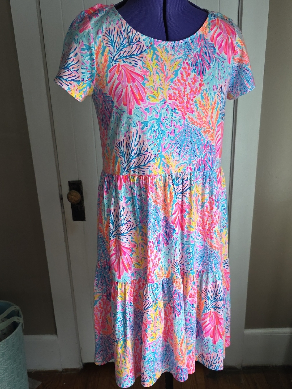 Lilly Pulitzer Multicolor Pastel Coral Print Short Sleeve Dress